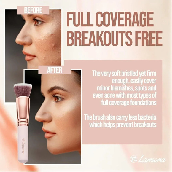 Foundation Brush Flat Top Kabuki For Blending Liquid Synthetic Makeup Brush - Picture 4 of 9